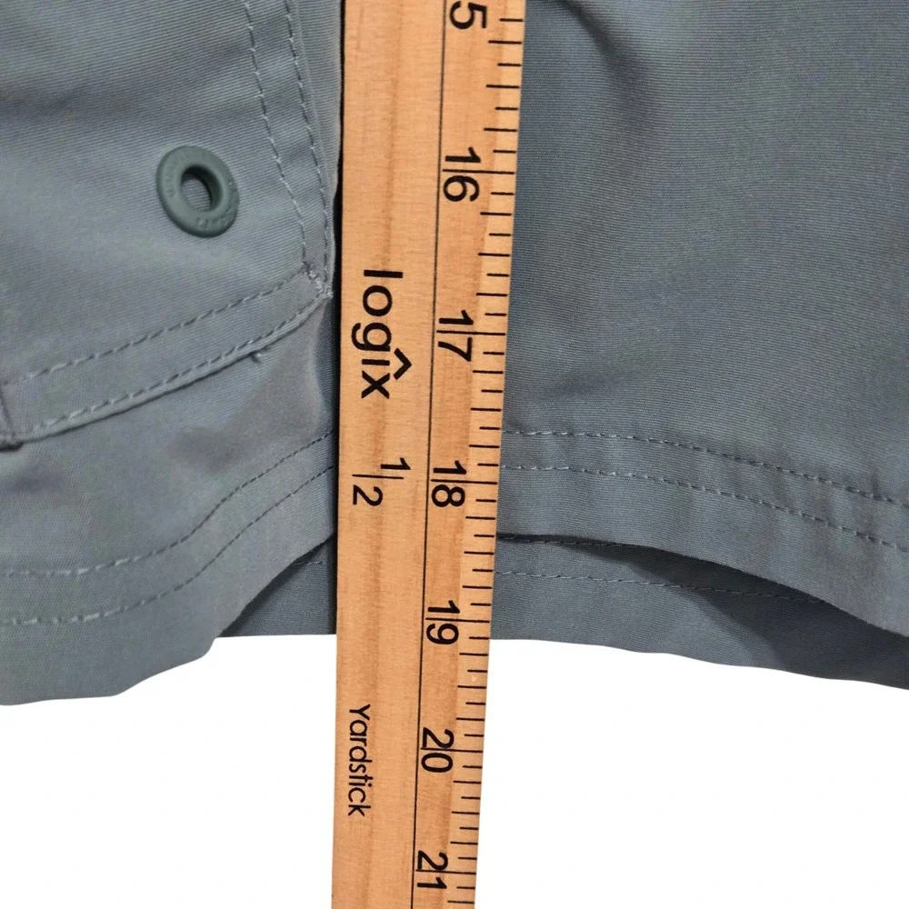 Lands End Mens Blue Gray Cargo Board Shorts Elastic Waist Swim Trunks Size 32-34